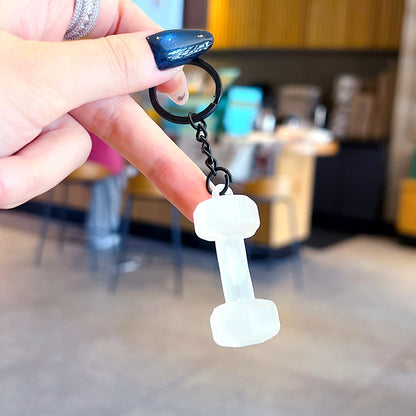 Creative sports style fitness dumbbell keychain pendant couple car keychain mini school bag small pendant wholesale