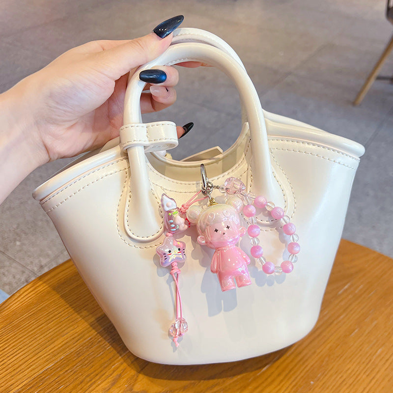 Original electroplating beaded animal mobile phone chain keychain doll pendant miu series bag keychain pendant