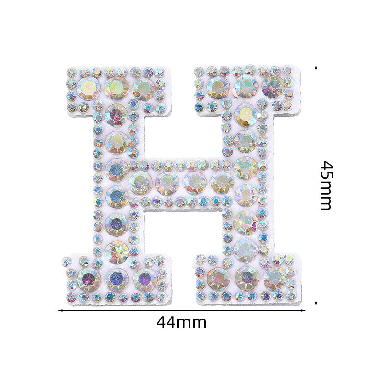 In stock AB color hot stamp diamonds, pearl letter embroidery badges, badges, patch patches, apparel accessories, full diamonds, full diamonds