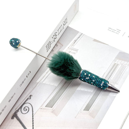 AB diamond ballpoint pen diy multi-color heavy work full diamond pen plush hairball beaded ballpoint pen spot wholesale