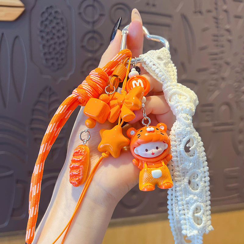 creative DIY zodiac doll head cover beaded keychain pendant couple miu series bag keychain pendant