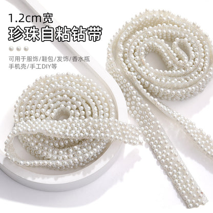 ABS imitation pearl diamond strap with adhesive backing can be used for hair accessories, shoes, bags, clothing, handmade DIY accessories