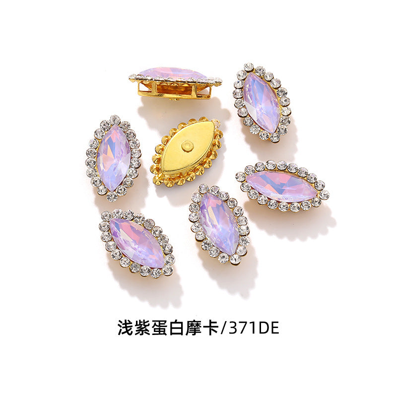 Horse Eye Sunflower Double-layer Hand-Stitched Diamond Shaped Edge Glass Diamond Clothing Bag DIY Accessories Manufacturer Wholesale