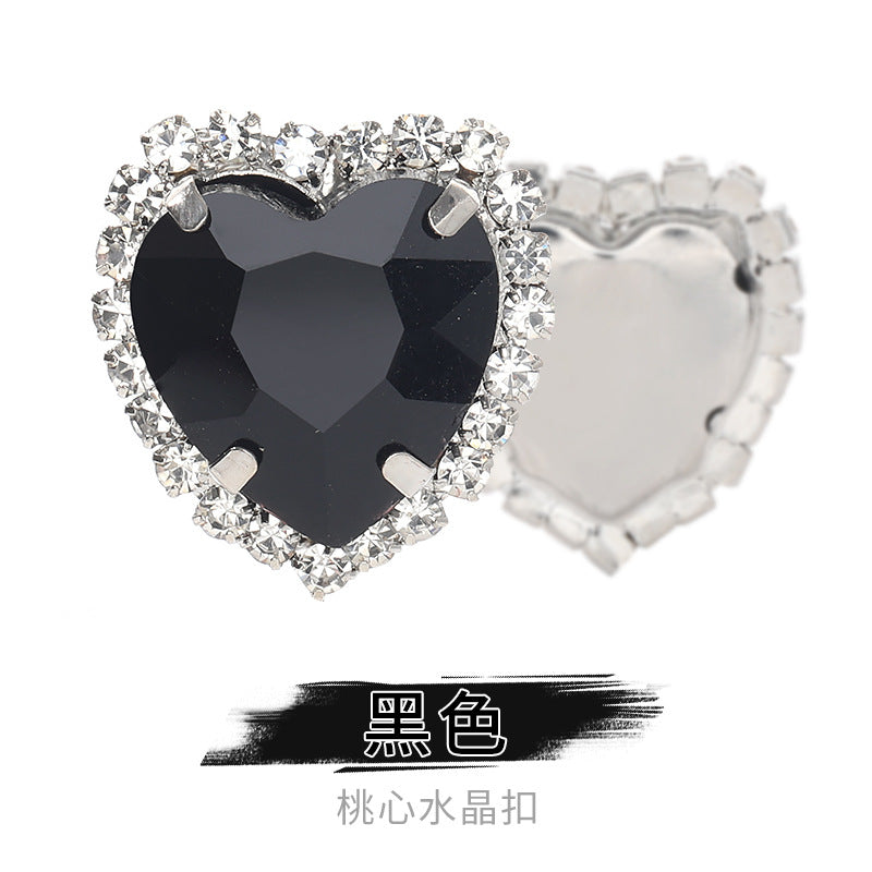 Heart-Shaped Crystal Claw Rhinestones - Hand-Sewn Hat Shoe Accessories Crystal Buckles