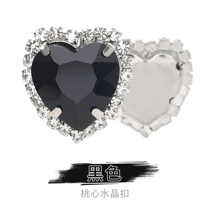 Heart-Shaped Crystal Claw Rhinestones - Hand-Sewn Hat Shoe Accessories Crystal Buckles