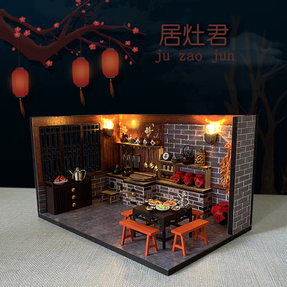 Meidai DIY Cottage Ancient Style Yao Hua Hanju Retro Juzao Jun Wooden Handmade Building Assembling Toys Creative Send
