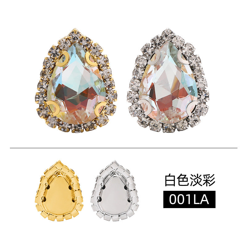 Waterdrop edge claw claw diamond light color crystal buckle thickened sole support, manual perforation, hand-stitched diamond shoes, hats, clothing, and accessories