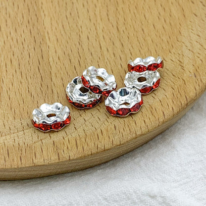 Factory direct sales 10MM color wavy edge rhinestone circle wheel bead spacer spacer bead string silver diamond jewelry