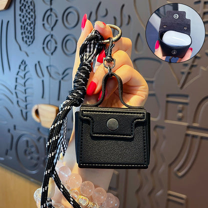 Creative miu PU leather headphone case keychain small pendant cute couple car keychain bag pendant