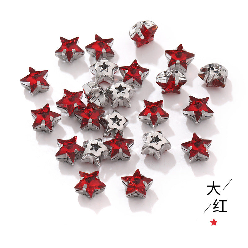 Best-selling 10mm five-pointed star stainless steel claw drill, ultra-glitter five-pointed star nail art clothing DIY accessory glass diamond