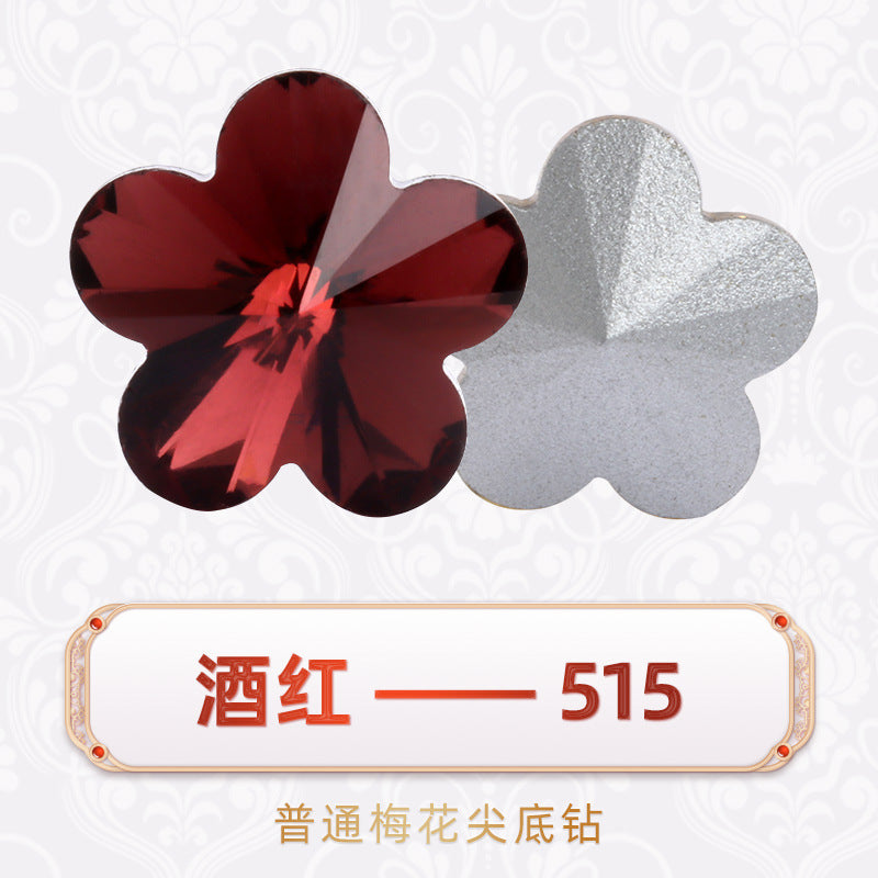 Factory wholesale plum blossom rhinestones, irregular pointed bottom glass rhinestones, phone diamond sticking materials, DIY jewelry accessories