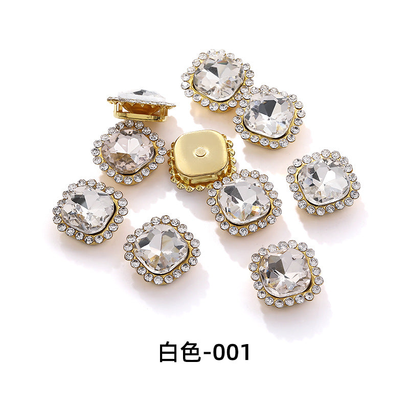 Fat square flower disc buckle sunflower double-layer glass drill DIY hand-punched hand-sewn diamond fat square diamond factory wholesale supply