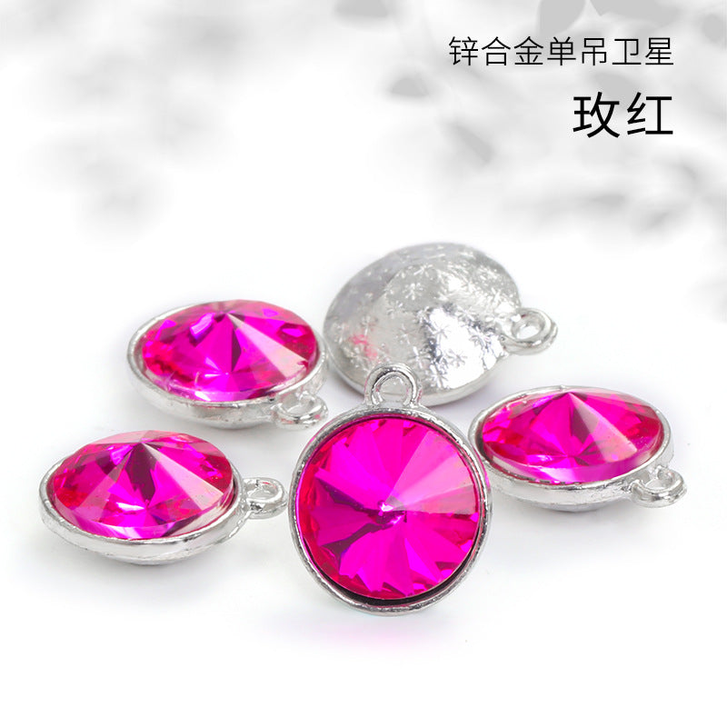 12mm zinc alloy satellite single pendant bag, necklace, bracelet, clothing decoration, accessory satellite shape round single-hole pendant