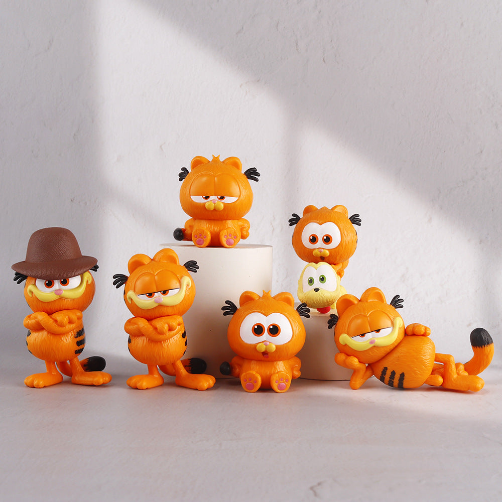 6 Garfield dolls Garfield figure toy model cake decoration ornament blind box claw machine wholesale