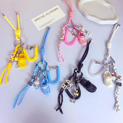 Creative handmade DIY hole shoes bracelet keychain couple miu tie bag pendant keychain small pendant accessories