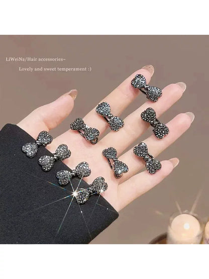 Mini mini sparkling rhinestone hairpin, side forehead bangs clip for women, 2026 new high-end bow hairpin