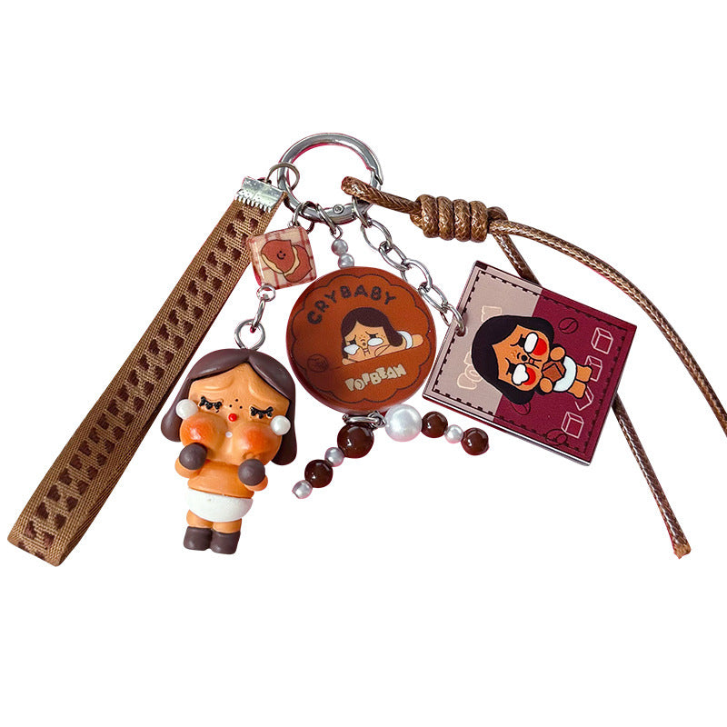 Handmade DIY crying bag cute grain change baby keychain doll pendant, small carry bag bag, beaded doll small pendant