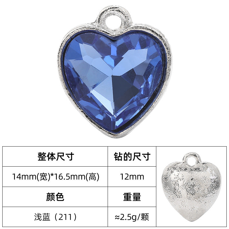 Heart-inlaid 12MM peach heart single crystal pendant bracelet, headpiece, flower tray material, DIY accessory pendant