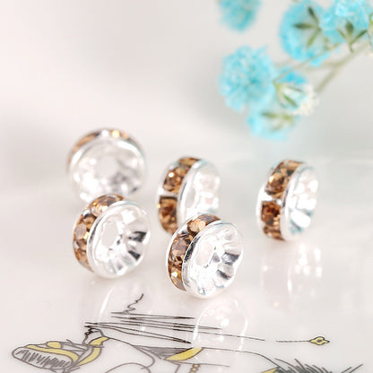 Handmade accessories diamond ring bead separator color bracelet diamond encrusted spacer wheel rim 6 8 10 12mm DIY jewelry accessories