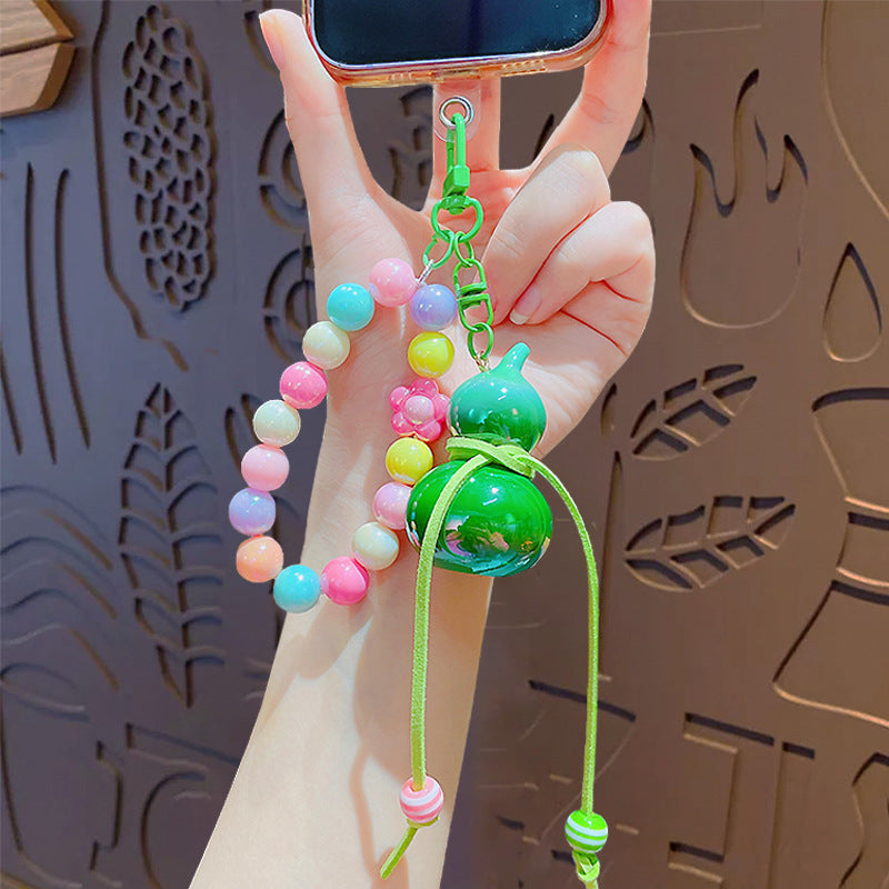 Creative simulation color beaded gourd keychain mobile phone chain pendant school bag keychain charm small gift wholesale