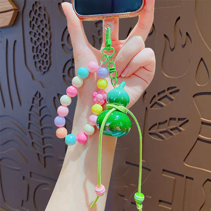 Creative simulation color beaded gourd keychain mobile phone chain pendant school bag keychain charm small gift wholesale