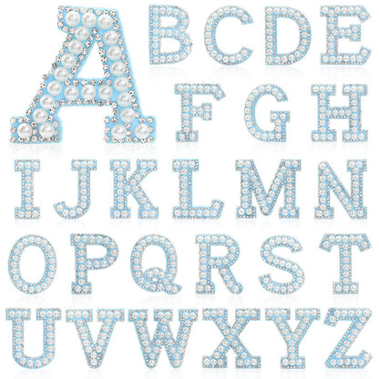 Hot Heat Patch Stickers with 26 English Letters Stickers DIY Accessories Clothing and Hat Accessories Blue Non-Woven Fabric Stickers