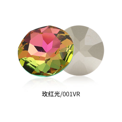 Cross-border electroplated high-end K9 gemstone flower 35mm round pointed base crystal glass diamond - clothing DIY accessory