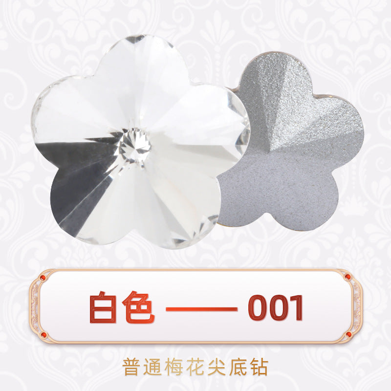 Factory wholesale plum blossom rhinestones, irregular pointed bottom glass rhinestones, phone diamond sticking materials, DIY jewelry accessories
