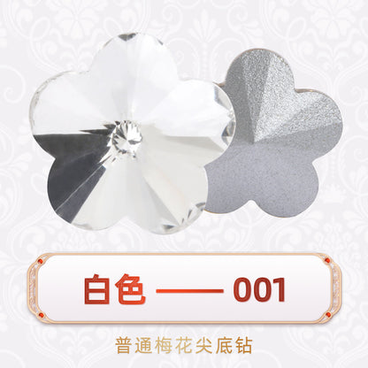 Factory wholesale plum blossom rhinestones, irregular pointed bottom glass rhinestones, phone diamond sticking materials, DIY jewelry accessories