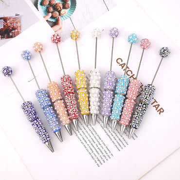 DIY  heavy industry full of diamonds full of pearl ballpoint pen creative gradient beaded ballpoint pen gift pen spot wholesale