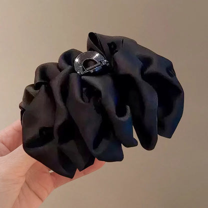 Black Satin Bow Claw Clip for Women, Premium 2026 New Cloud Bubble Hair Clip, Minimal Hair Volume, Shark Clip