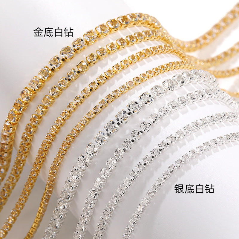 Zircon claw chain 2.5 3 4mm dense white rhinestone claw chain phone case, nail art, clothing, DIY accessories