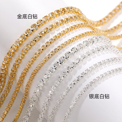 Zircon claw chain 2.5 3 4mm dense white rhinestone claw chain phone case, nail art, clothing, DIY accessories