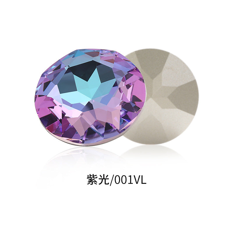 Cross-border electroplated high-end K9 gemstone flower 35mm round pointed base crystal glass diamond - clothing DIY accessory
