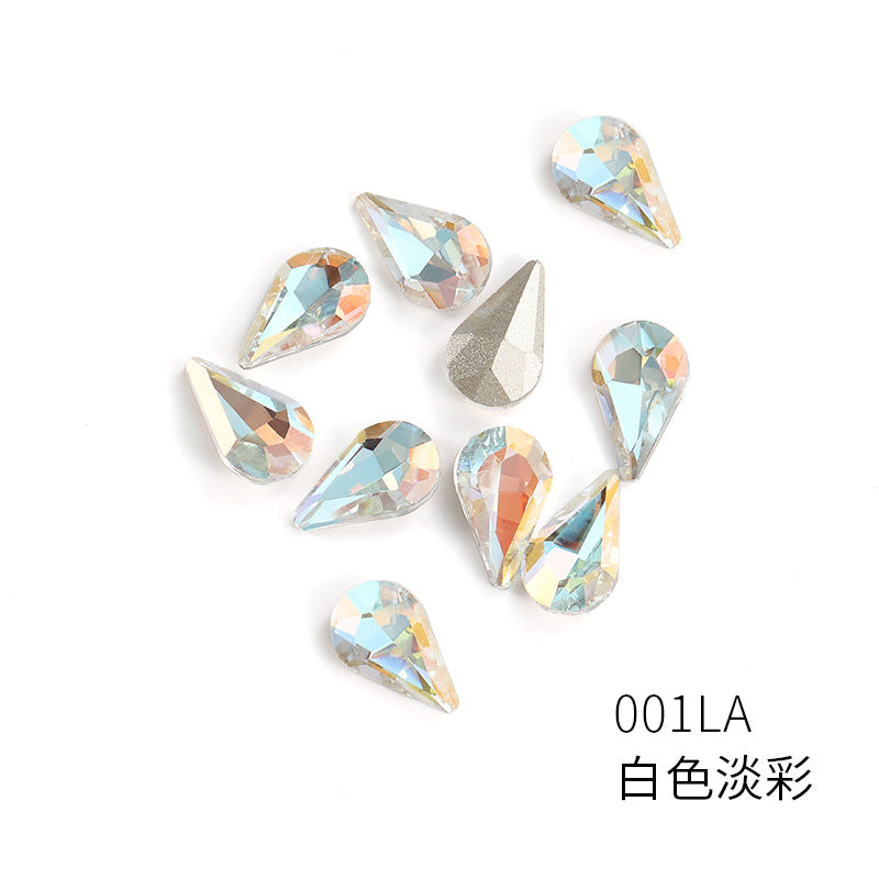 Brand new light color series 8*13 waterdrop glass rhinestones, pointed bottom DIY phone case, nail art diamond stacking materials, accessories