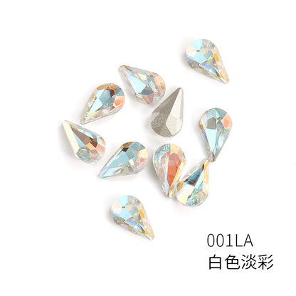 Brand new light color series 8*13 waterdrop glass rhinestones, pointed bottom DIY phone case, nail art diamond stacking materials, accessories