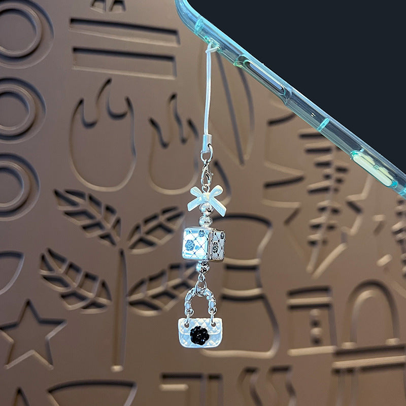 Handmade DIY beaded bow small fragrance mobile phone chain pendant girly heart car key chain bag ornament