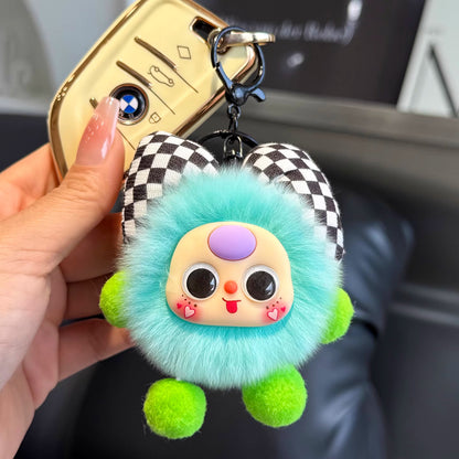 Imitation otter rabbit fur bow, small briquettes, car keychain pendants, exquisite dolls, cartoon dolls, school bags, bag ornaments