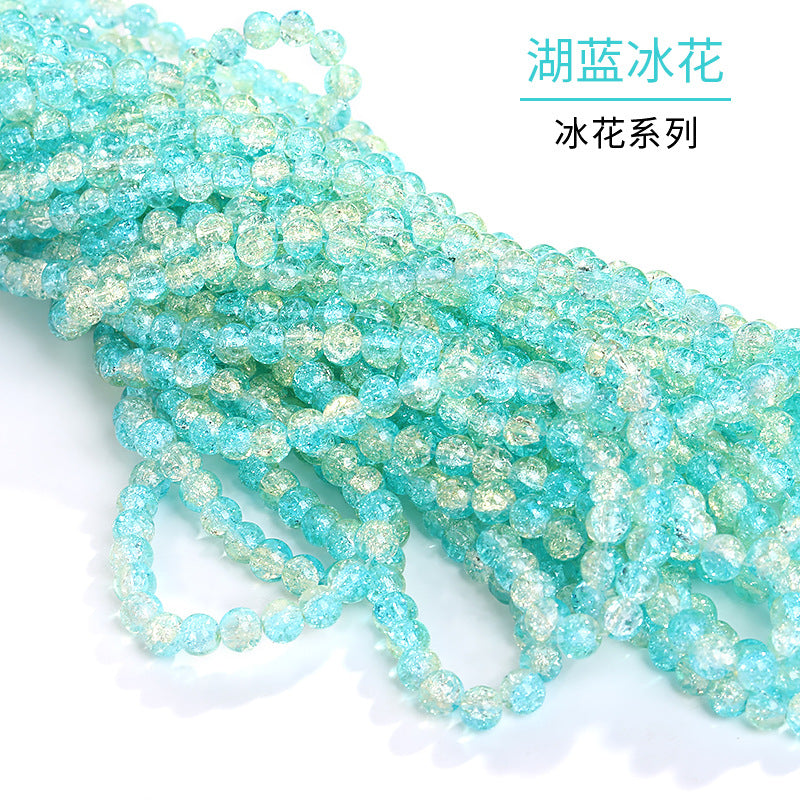 Xichuan autumn colorful ice flower jelly round beads DIY bracelet, necklace, jewelry, accessories, handmade perforated beads
