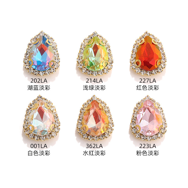 Waterdrop edge claw claw diamond light color crystal buckle thickened sole support, manual perforation, hand-stitched diamond shoes, hats, clothing, and accessories