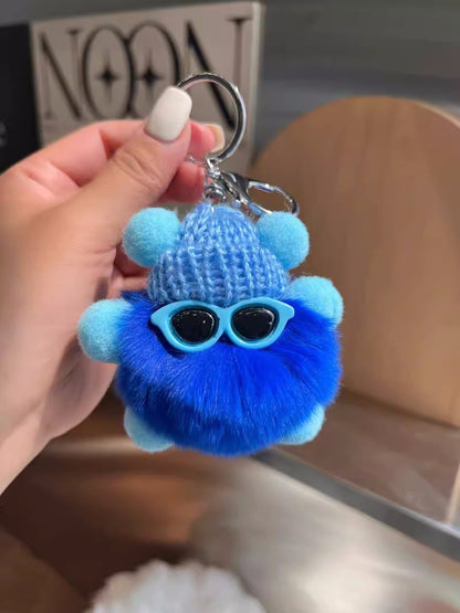 Cute otter rabbit fur small briquette bag pendant ornament school bag eye doll pendant cartoon doll keychain