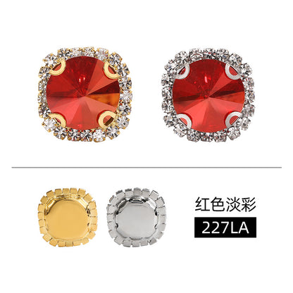 New border satellite light color crystal buttons with hand-stitched glass diamonds thickened base base - clothing and luggage DIY accessories