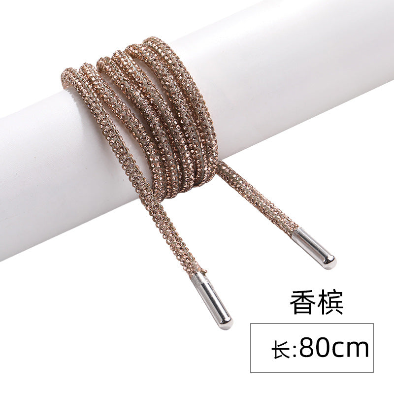 Crystal cord, drill rope, full diamond, ultra-glitter round soft tube, 6-row drill rope, coat strap, hat strap, shoelace, bag and pants strap, DIY accessory for accessories