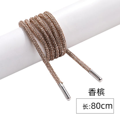 Crystal cord, drill rope, full diamond, ultra-glitter round soft tube, 6-row drill rope, coat strap, hat strap, shoelace, bag and pants strap, DIY accessory for accessories