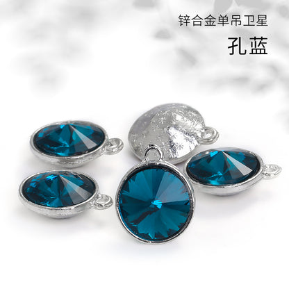 12mm zinc alloy satellite single pendant bag, necklace, bracelet, clothing decoration, accessory satellite shape round single-hole pendant