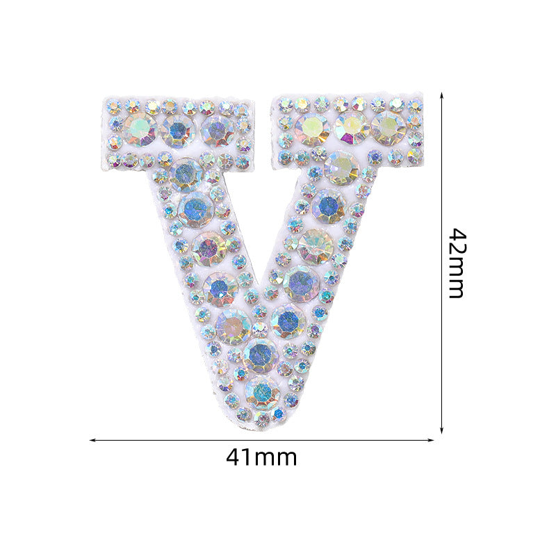 In stock AB color hot stamp diamonds, pearl letter embroidery badges, badges, patch patches, apparel accessories, full diamonds, full diamonds