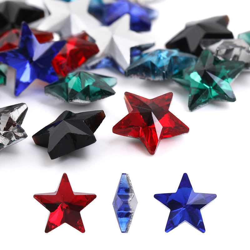 Source of origin: pointed bottom five-pointed star rhinestone, glass five-pointed star rhinestone, phone case diamond attachment, hair accessory rhinestone accessories