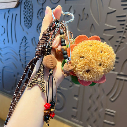 Creative DIY Plush Food Miu Series Bag Pendant Accessories Couple Hamburger School Bag Keychain Doll Small Pendant