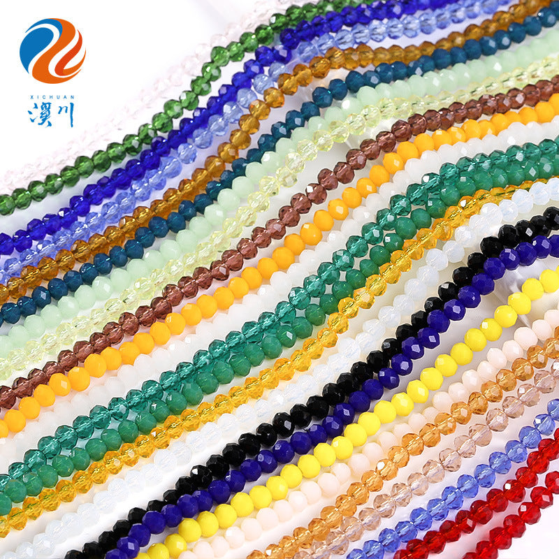 2mm crystal through-hole glass flat bead bracelet, necklace, accessories, door curtain beads, clothing materials, DIY flat beads, loose beads