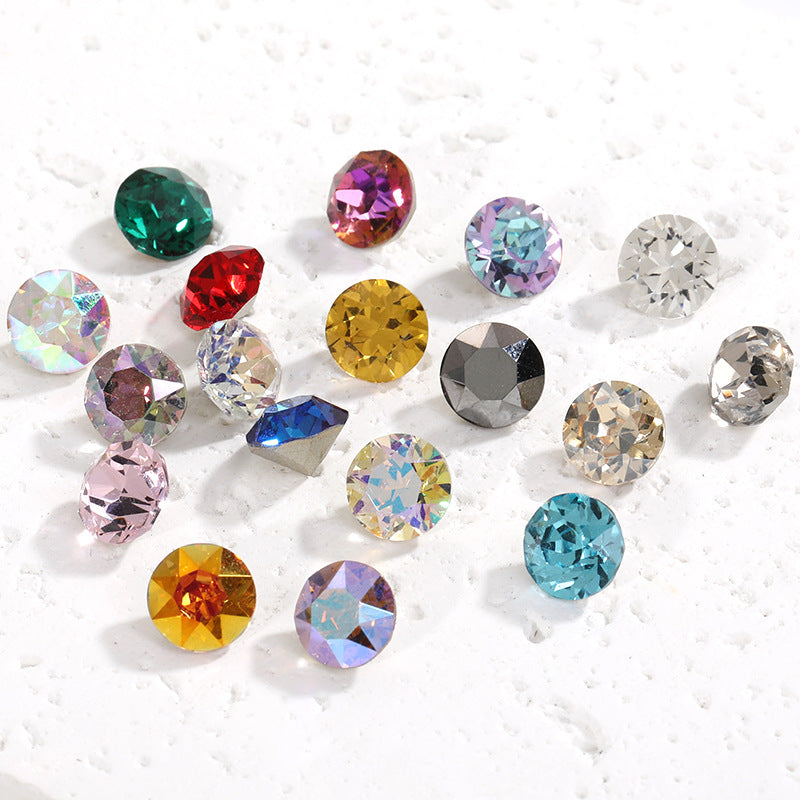 Multi-Faceted Round Pointed Bottom Diamond Rhinestones - Nail Art Clothing Accessories
